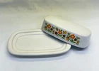 Vtg McCoy Heavy Pottery Covered Butter Mid Century White Floral Daisy Chain