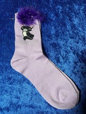 Vintage Y2K 2000s Socks Cute Purple Marabou Feather Cat  Goddess  One Size