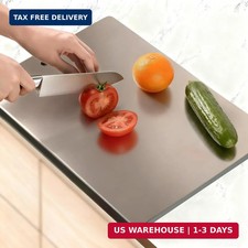 Stainless Steel Cutting Board with Lip Grey Non Slip Mat Kitchen Chopping Board