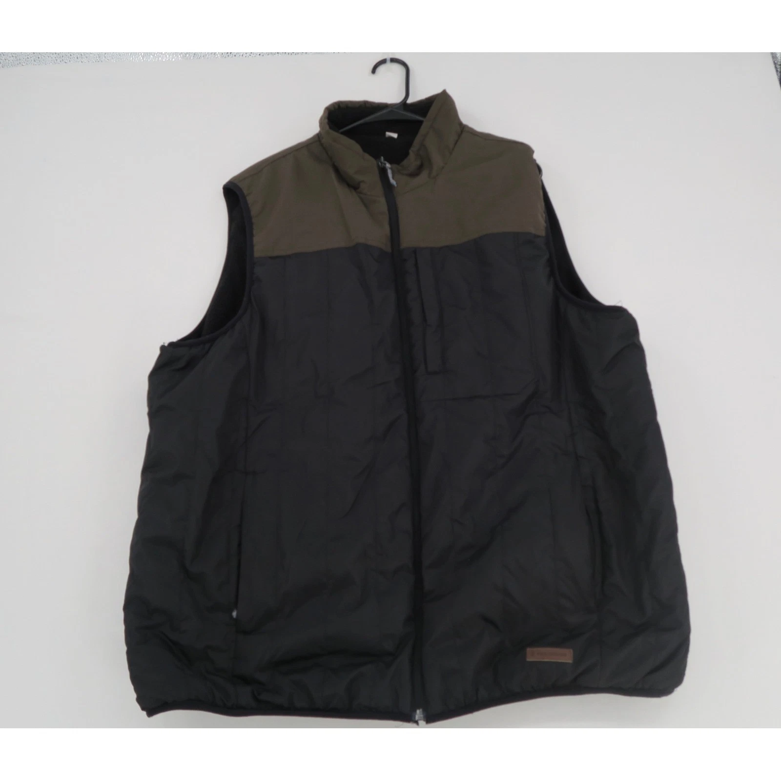 Free Country Mens Puffer Vest Black Olive Green Full Zip Quilted Padded Size XXL