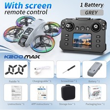 K200MAX GT3 Brushless Quadcopter 4.5" Screen HD Cam Optical Flow LED Lights