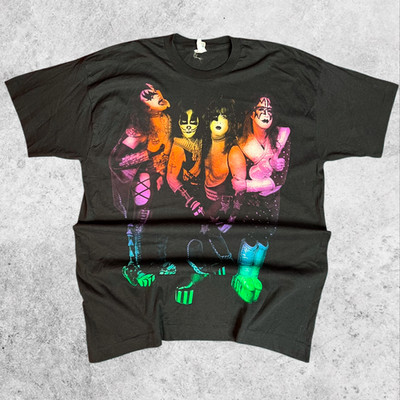 KISS  We re Back  Alive Worldwide Tour T-Shirt 1996 1997 Black Screen Stars