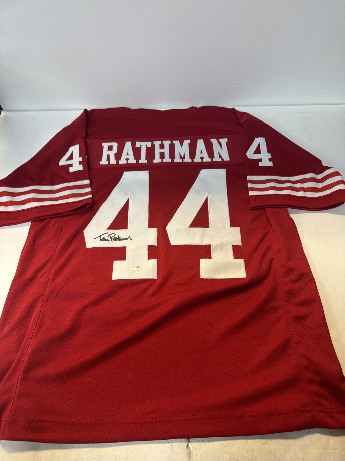 Tom Rathman #44 Signed San Francisco 49ers Custom Red  xl Jersey & JSA Witnessed