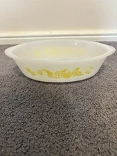 Glassbake VTG J-235 1Qt Fruit Design Oval Baking Casserole Serving Dish