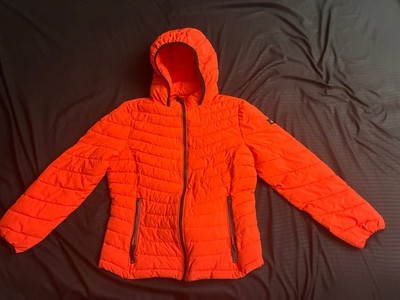Calvin Klein Infinite Stretch Orange Hooded Quilted Jacket Sorona Aura M