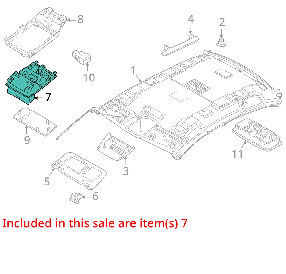 2021 Nissan Sentra Overhead Roof Console UZLW1 - Image 3 of 4