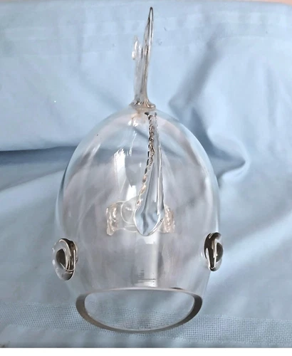 Blenko Style Clear Blown Glass Fish Bowl Vase Terrarium MCM 12" long