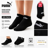 Puma Sneaker Socken 3 Paar Schwarz Baumwolle Gr. 39-42