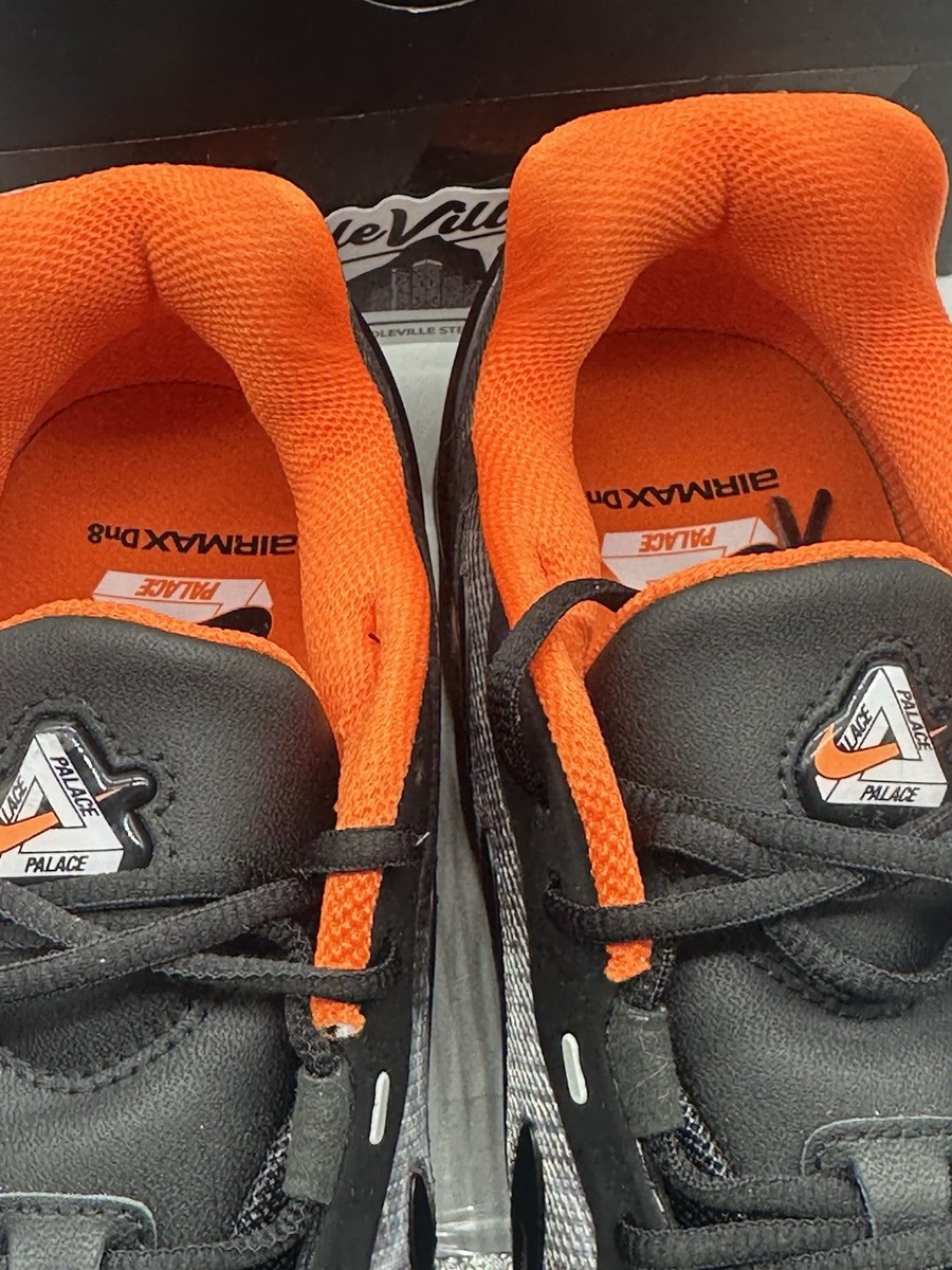 Size 9.5 - PALACE x Nike Air Max DN8 Black Safety Orange Particle