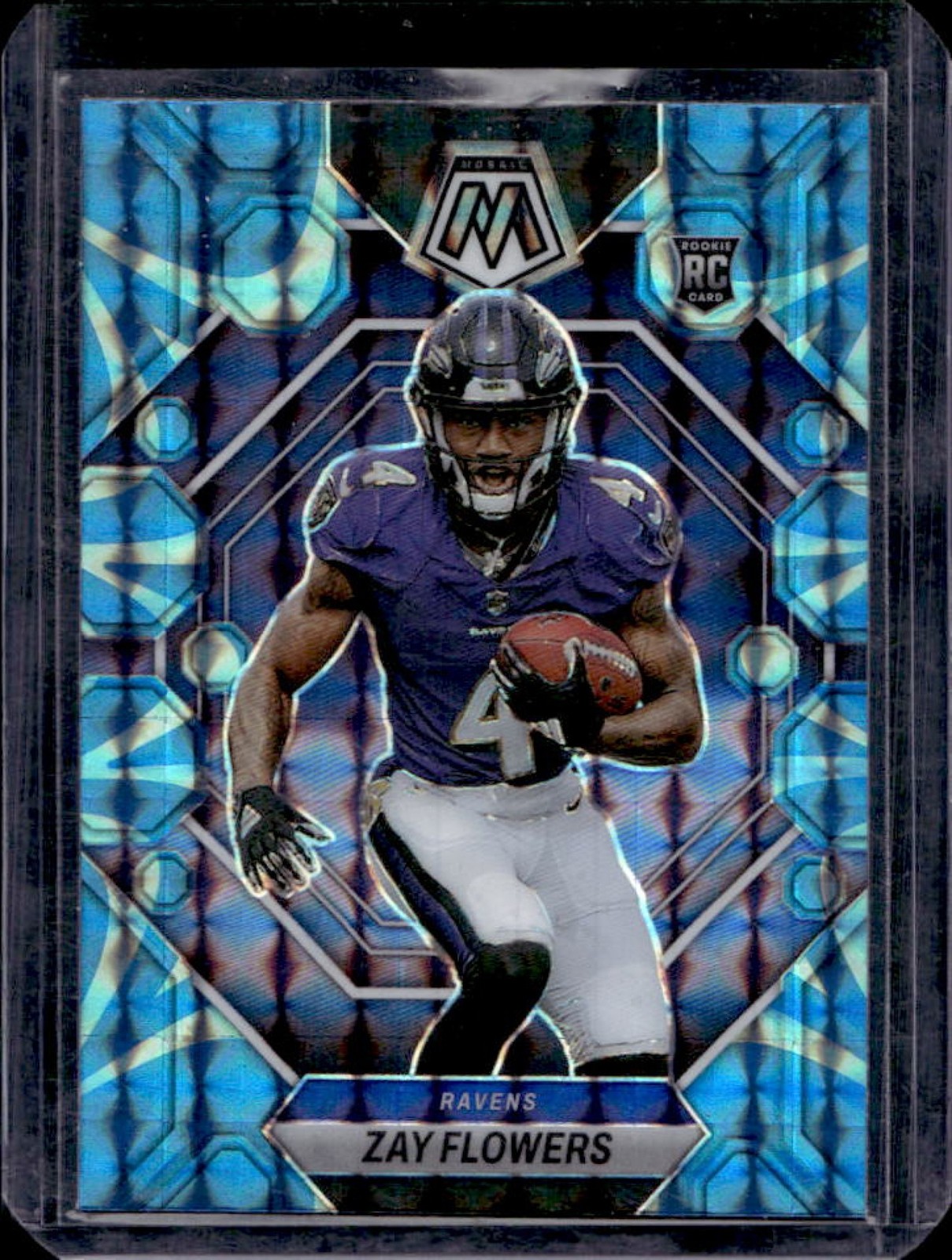 2023 Mosaic Zay Flowers RC Reactive Blue Rookie #380 Ravens