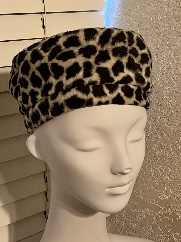 De Colección Pastillero Sombrero Leopardo Imitación Piel Animal Estampado Cubo Años 60 Super Moderno Coqueta Foto 3 de 4