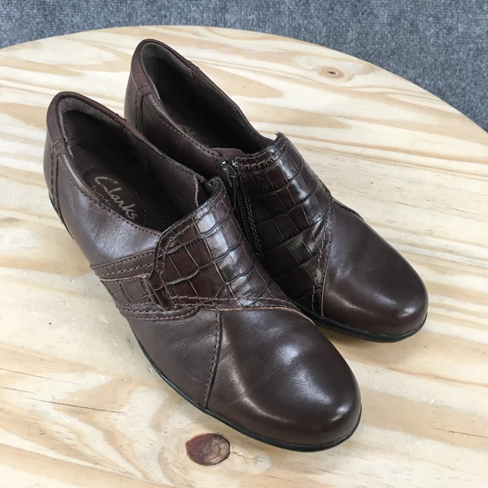 Clarks Botas Bendables Mujer 6 M Botín Cuero Marrón Estampado Cocodrilo 62732 Foto 3 de 4