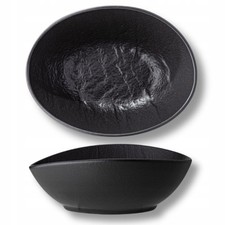 Ciotola ovale in ardesia porcellana nera opaca 25x16,5x6 cm effetto pietra