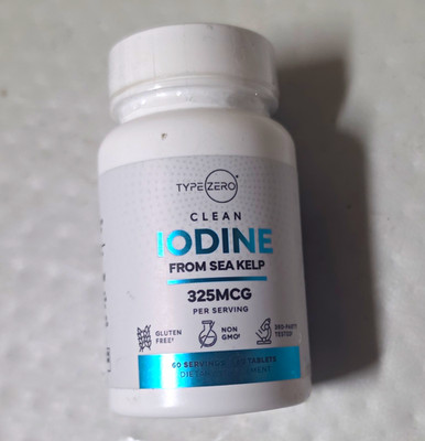 Type Zero Clean Iodine from Sea Kelp 325mcg 60 Tablets Gluten-Free Non-GMO
