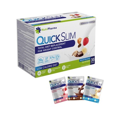 Quick Slim Mahlzeitenersatz Shake zum Abnehmen, 30 Portionen, 20g Protein, 27...