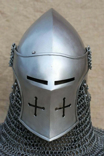 Custom SCA HMB 14 Gauge Stahl Mittelalter Kampf Bascinet Griffon Helm & Aventail - Bild 2 von 6