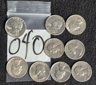 LOT OF 9 90% WASHINGTON QUARTERS CIRCULATED LOT 040