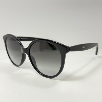 Chloé CE765S Sunglasses Women's Shiney Black Grey Gradient Oversized Round