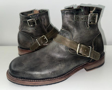 MENS FREEBIRD "RAILROAD" RUGGED DISTRESSED OLIVE GREEN LEATHER BOOTS SIZE 8