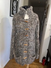 heavy wool Hand Made Cardigan toggle snap Earthy Tones Cable Knit Ireland Medium
