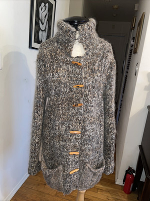 heavy wool Hand Made Cardigan toggle snap Earthy Tones Cable Knit Ireland Medium