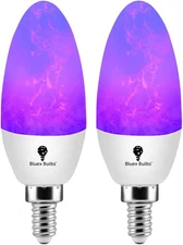 2 Pack E12 Flame Bulb LED Purple Fire Bulbs - Decorative Flickering Bulbs 3 M...