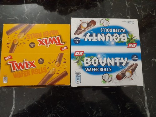 Twix + Bounty Wafer Rolls Milk Chocolate Bars Full Box of 12 x 22.5g Bars Each
