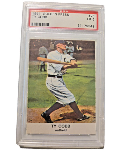 1961 Golden Press Ty Cobb #25 PSA 5 EX *NO RESERVE!** HOF Vintage Baseball Card*