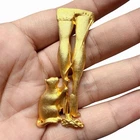 Vintage Gold Tone Cat Lady Legs Brooch Pin Abstract Art Deco Style Jewelry Gift