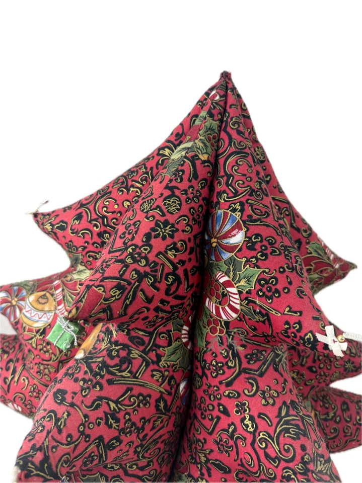 Escultura de árbol de Navidad de tela vintage - Paisley rojo 14" Foto 3 de 4