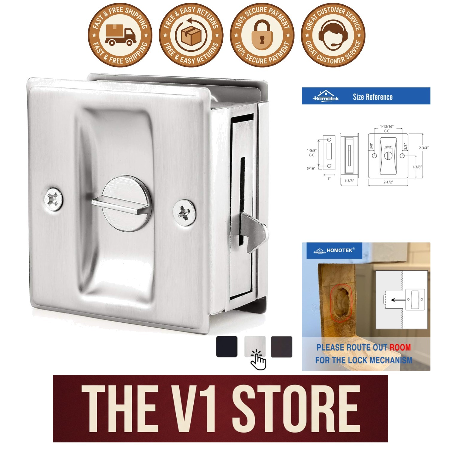 Pocket Door Lock - Effortless Privacy & Easy Install