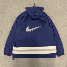 Vintage Nike Big Swoosh Half Zip Anorak Windbreaker Jacket Navy Men s XL