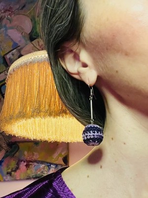 Disco Crochet Earrings | Handmade Crochet Ball w/ Stainless Steel Post