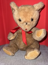 Vtg Eden Toys Wind Up Musical 12" Teddy Bear Brown w/Red Bow Teddy Bears Picnic