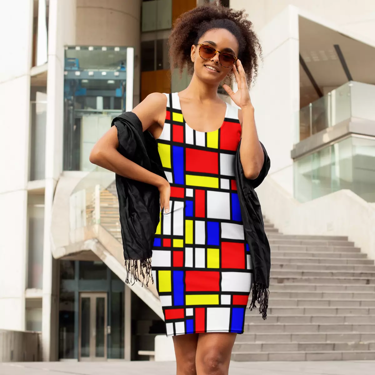 65 MCMLXV Women s Mondrian Color Block Print Bodycon Dress