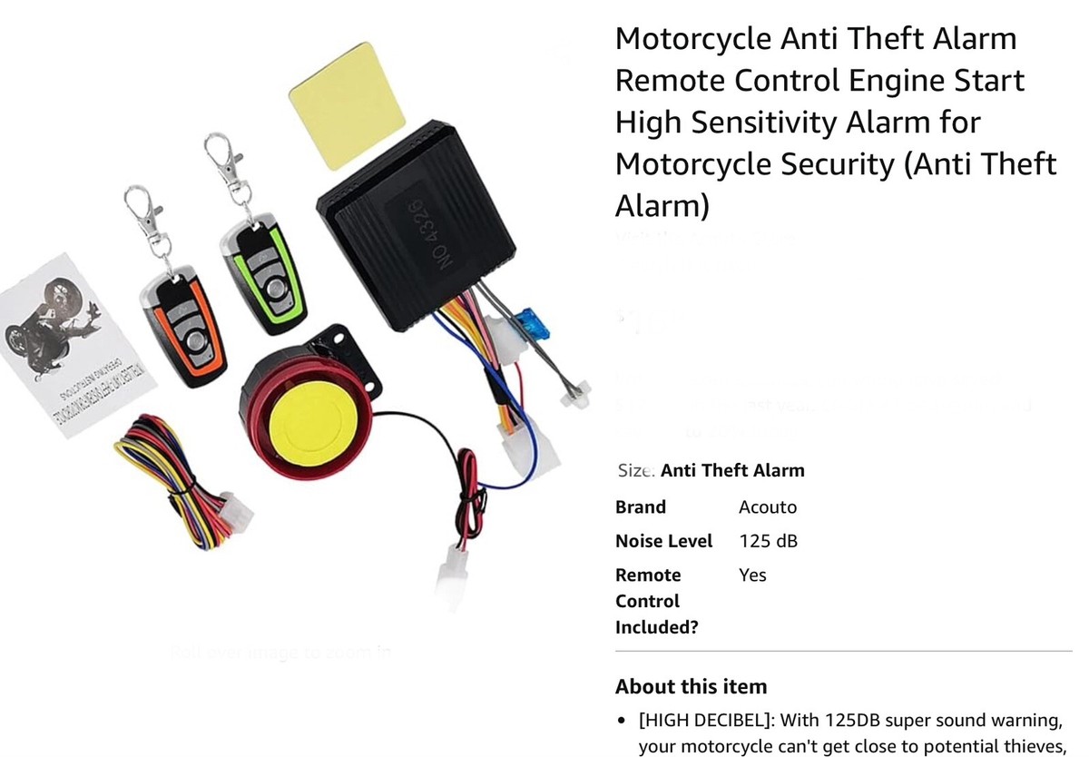 Motorcycle Scooter Security Alarm System Anti-theft Remote