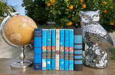 Lot of 9 AGED WORN BLUE Book Stack Decor Staging Prop Hardy Boys Readers Digest