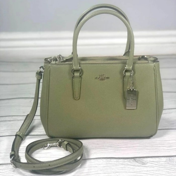 NWT Coach F44962 Leather Surrey Carryall- Silver Light Clover