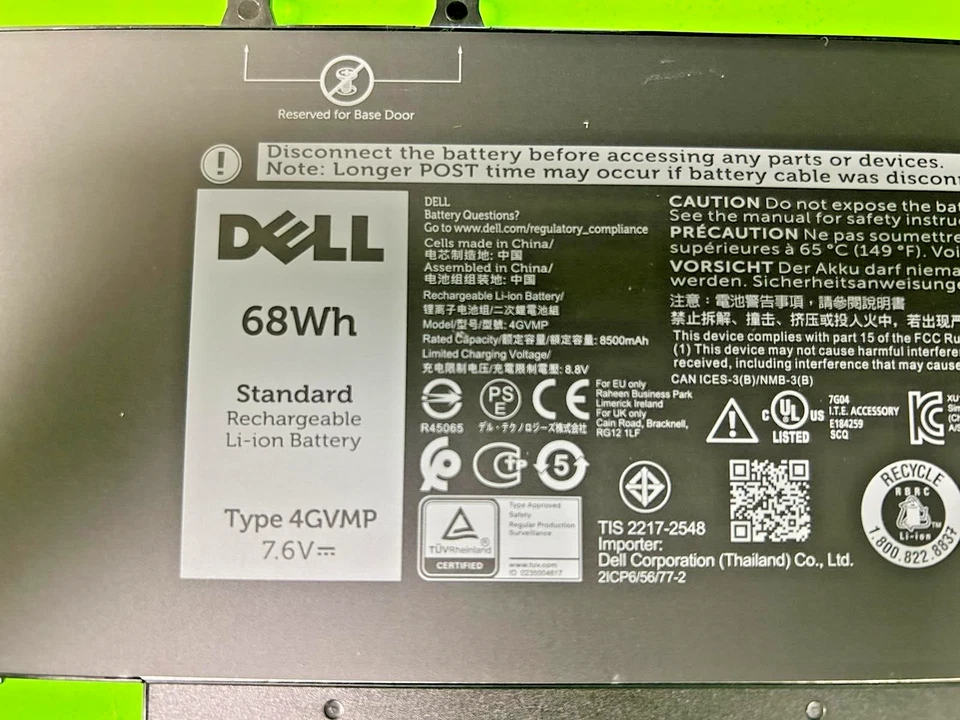 BATERÍA 4GVMP OEM DELL LATITUDE 5400 5500 68WH 7.6V 9JRYT C5GV2 HH Foto 3 de 4
