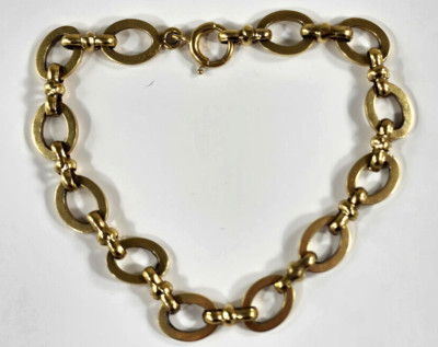 14K  Gold BRACELET FANCY OVAL LINK 11 grams 7'' 8mm Wide Yellow