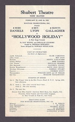 Bebe Daniels ''HOLLYWOOD HOLIDAY'' Ben Lyon / Skeets Gallagher 1935 FLOP Broadside