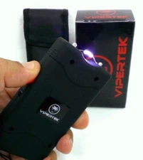 VIPERTEK Mini Stun Gun 360BV Rechargeable w/ LED Flashlight + Holster Case