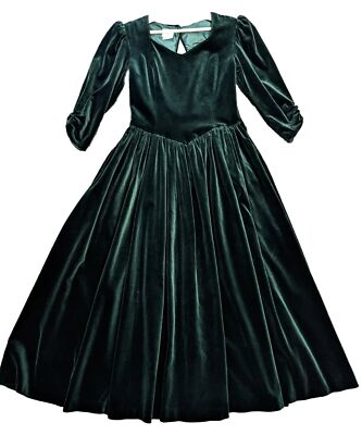 laura ashley green velvet dress Vintage Women’s Size UK 8 EU 34 Made In Hungary plus size women linen dresses
