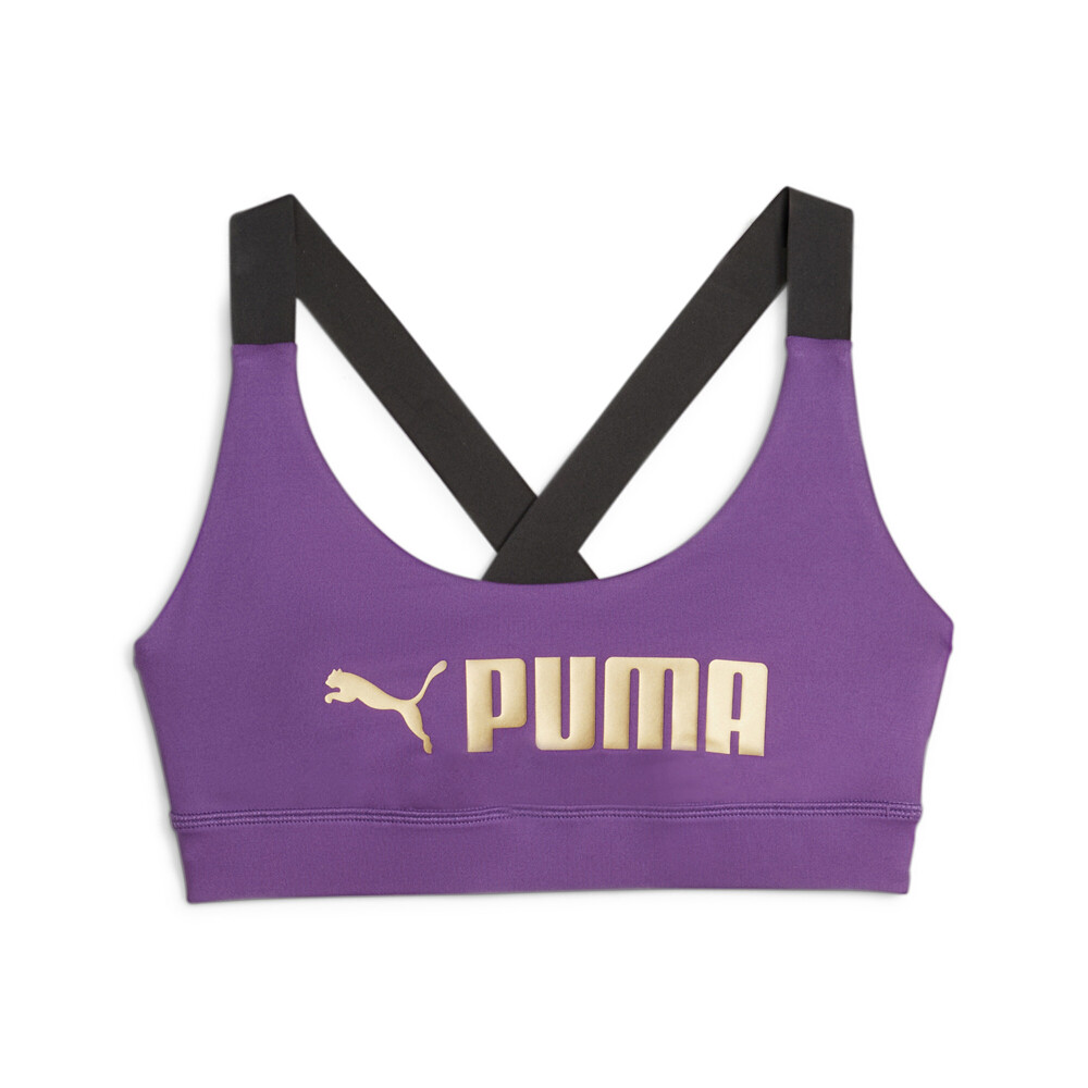 Puma Fit Mid Impact Sports Bra Womens Purple Casual 52219299
