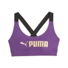 PUMA Fit Mid Impact Sports Bra Womens Purple Casual 52219299
