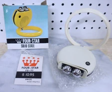 Used VINTAGE Four Star FS-33 Solid State Radio in Ivory / White UFO RARE W/ Box