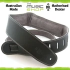 Aust Made DSL 2.5" GES Padded Suede Leather Guitar Strap, Black/Grey GES25-15-4