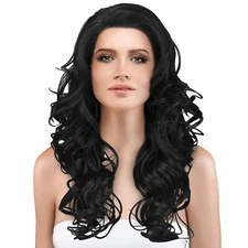 Long Curly Synthetic No Lace Wigs Heat Resistant Baby Hair Natural Black Women