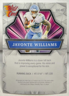 激レア 非売品 見本品【CLUB WILD.B 】CD(最安値) Javonte Williams 2021 Wild Card Alumination RC Rookie Card #ABC-40