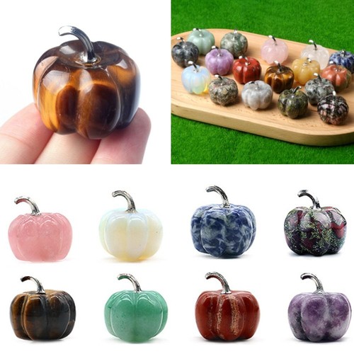 White Crystal Pumpkin Figurine Healing Crystal Green Aventurine Mini Ornament